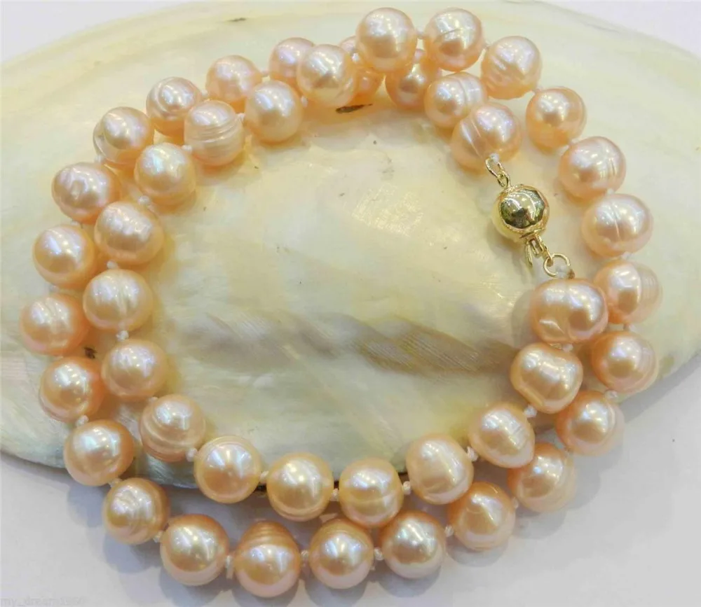

Hot sale new Style >>>>>Genuine Natural Pink 9-10mm Freshwater Pearl Necklace 17''