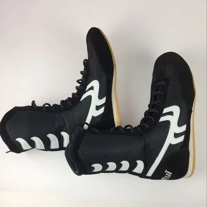 Черная обувь для бокса для мужчин и женщин, спортивные кроссовки для тренировок, профессиональная Боевая обувь для бокса