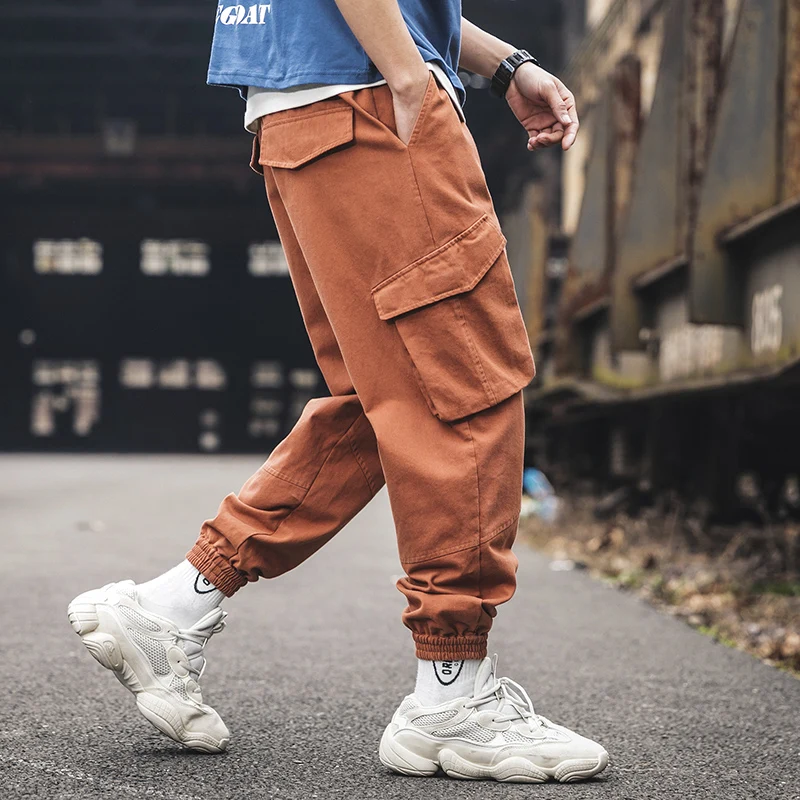 

Streetwear Men Cargo Pants Multi-Pockets Oblique Pocketmen's Pants Elastic Waist Casual Pants Men Pantalones Hombres