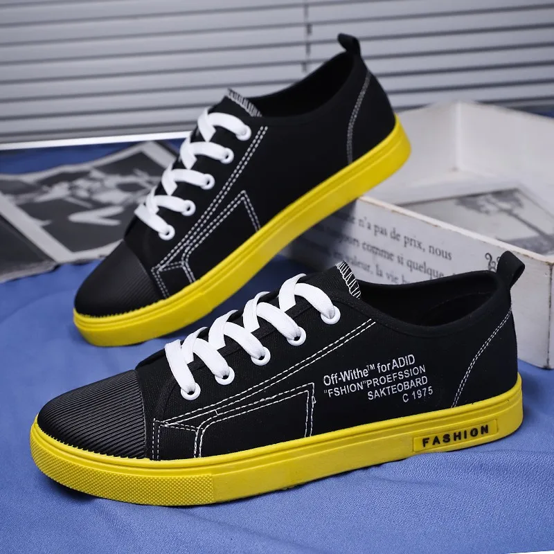 

Casual Shoes For Men Comfortable Canvas Shoes Men White Yellow Casual Walking Sneakers Fashionable Mens Canvas Footwear