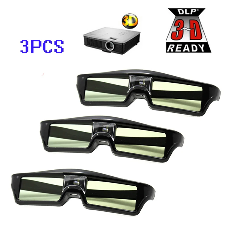 Free Shipping 3pcs lots ATCO Professional Universal DLP LINK Shutter Active 3D Glasses For 3D Ready