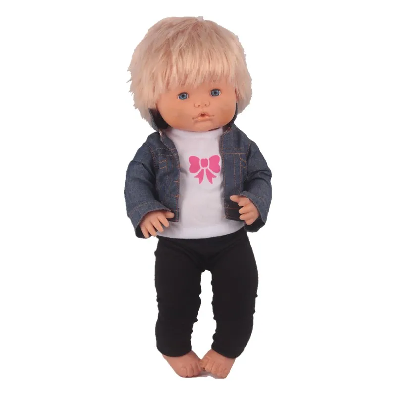 3IN1 black pant Кукольная одежда подходит 41 см Nenuco Doll Nenuco y su Hermanita 3в1 кукла наряды джинсовое пальто короткая футболка брюки для 16 дюймов Nenuco Doll - Цвет: 3IN1 black pant