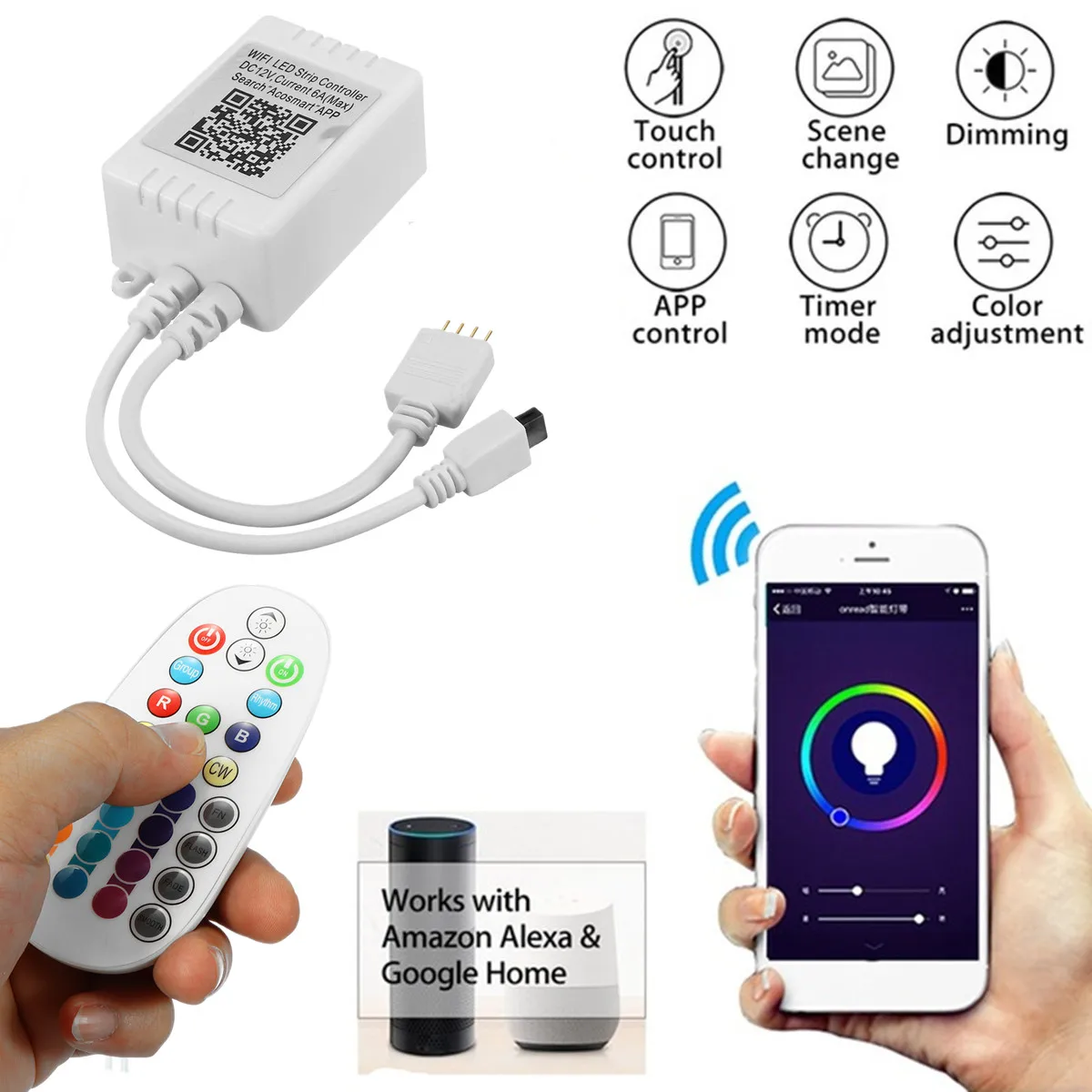 

Smuxi WiFi Controller MIC Music Control Remote 110-240V For RGB 5050 LED Strip Light 28 Key 3 Types Controller 4 Pin DC Adapter