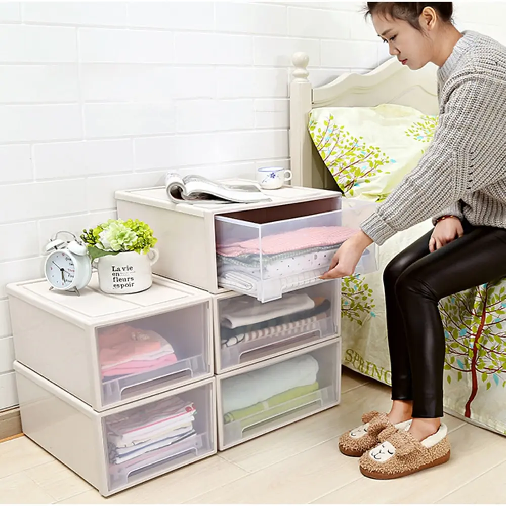

Stackabl Clear Clothes Drawer Transparent Plastic Storage Box Thickened Cabinet Closet Cases Home Storage Organizer