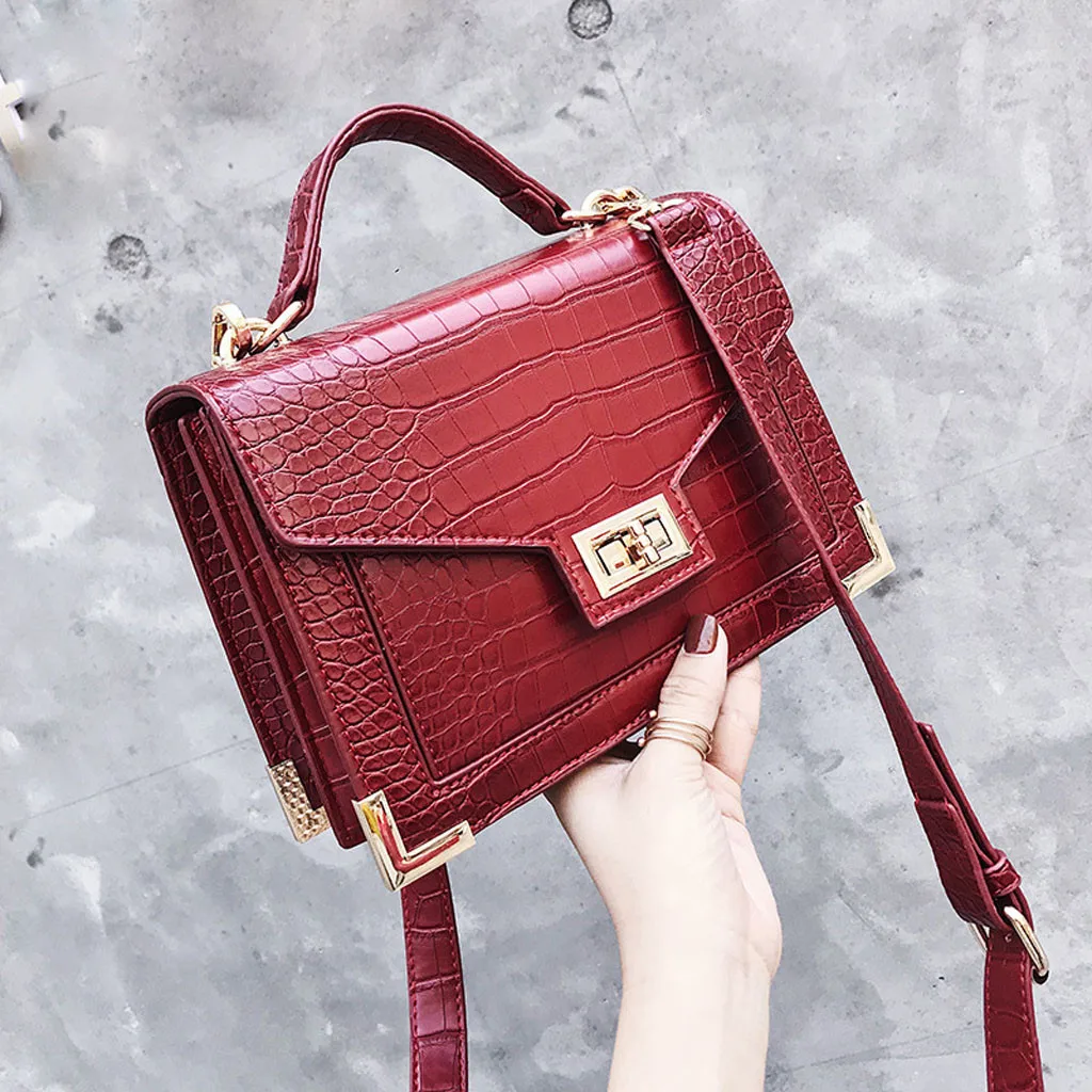 

2019 autumn New women handbag Crocodile pattern shoulder bags Fashion wild Crossbody bag Solid color Messenger bag #Zer