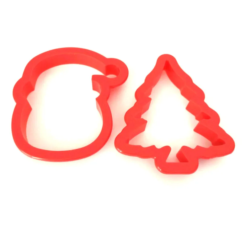

2pcs/set Christmas Tree Snowman Cookie Cutter Plastic Biscuit Mold Fondant Cutter Cake Decorating Tools