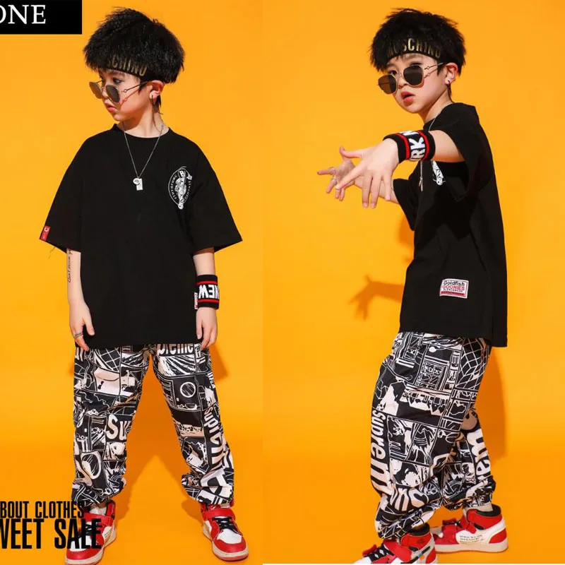 Children Costumes Kid Casual T Shirt Top Sport Jogger Pants Hip Hop Clothing for Girls Boys Dance Costume Ballroom Dancing Streetwear