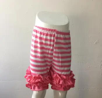 

2017Baby girl hot sale kids stripe Candy colors Boutique girls ruffle shorts suits outfits photo Soft Kids Cotton icing shorts