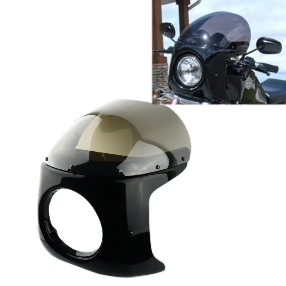

7" Universal Motorcycle Headlight Fairing Headlamp Mask Front Windshield For Harley Sportster Custom Glide Dyna Road King GN CG