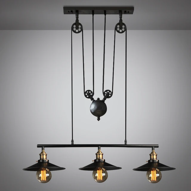 Loft vintage zwarte kleur katrol hanglamp eetkamer lamp ... Loft vintage zwarte kleur katrol hanglamp eetkamer lamp ...