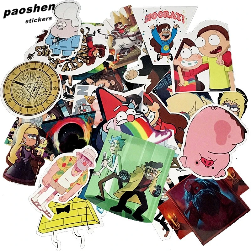 25Pcs lot Funny Anime Gravity Falls Waterproof Sticker For Laptop Waterproof Laptop Motorcycle Skateboard Luggage Decal