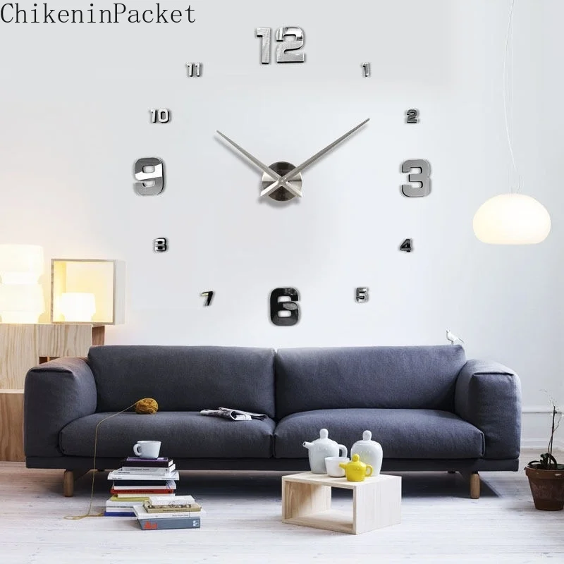 ChikeninPacket 3D DIY Wall Clocks Home Decoration Mirrors Face Watch Modern Design Classic | Дом и сад