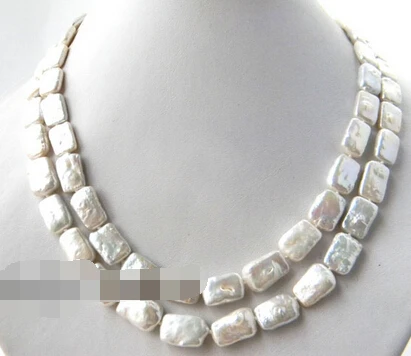

N2331 2Strands 10mm Rectangle White Coin Freshwater Pearl Neckla