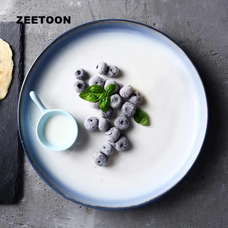 

11 Inch Steak Plate Gradual Change Ceramic Dinnerware Tableware Western Food Pastry Cake Round Dish Spaghetti Big Saucer Dish