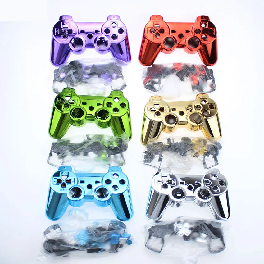 YuXi Full Shell Colour& Chrome Buttons mod kit For Sony PlayStation 3 PS3 Wireless Controller Housing Cover Case Replacement