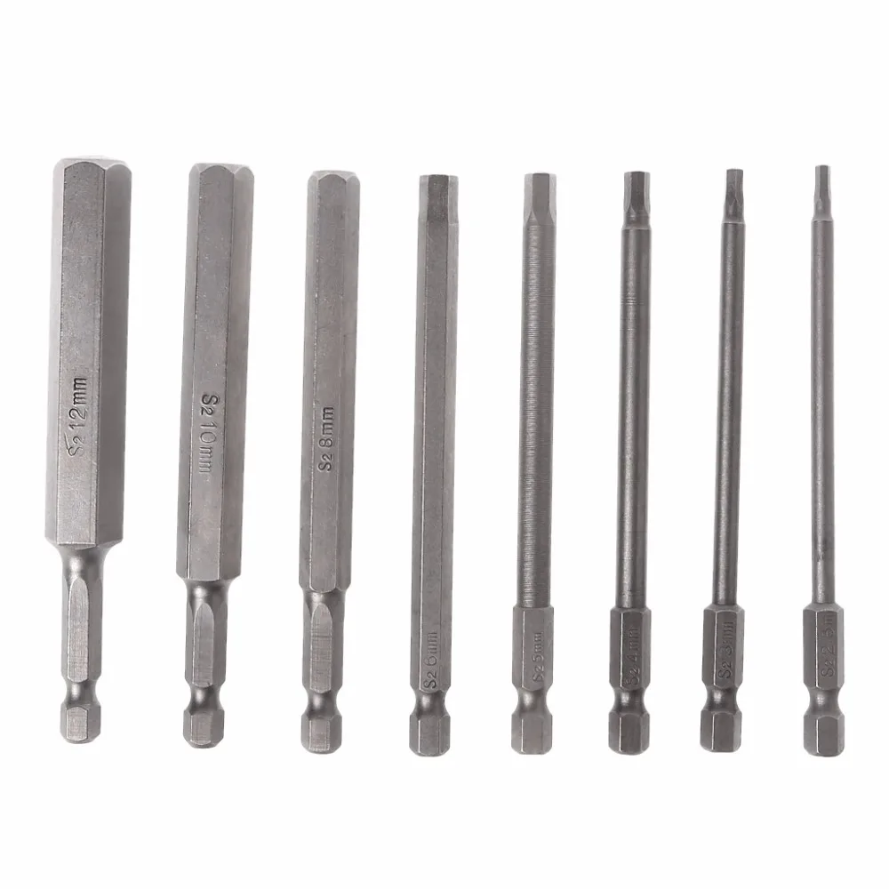 

8Pcs 1/4" Hex Shank Magnetic Screwdriver Bit S2 Steel 100mm Drill Bits 2.5-12mm