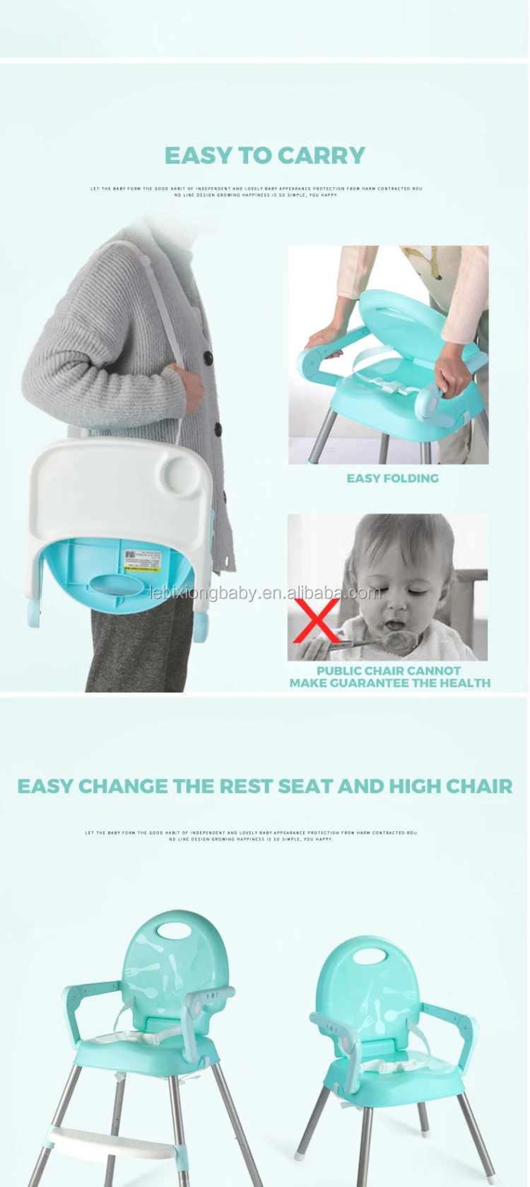 Многофункциональный складной нескользящий обеденный стул портативный детский высокий стул пластиковый Безопасный детский стул