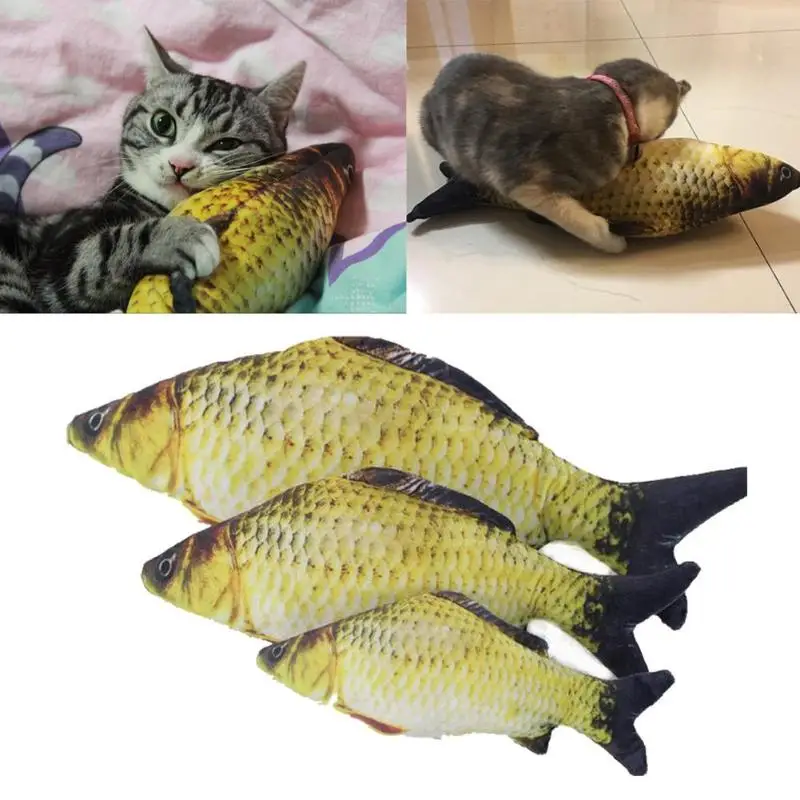 Pet Cat Kitten Chewing Cat Toys Stuffed Fish Mint Pet Interactive Cat Gift 3D Realistic Plush Fish