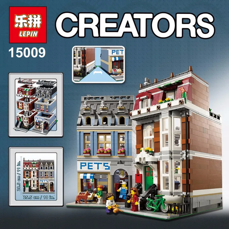 

LEPIN 15009 Pet Shop Supermarket Model City Street Building Blocks Compatible 10218 Toys For Children lovely Toy Christmas gifts