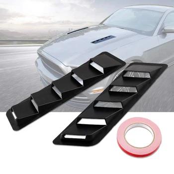 

2PCS Hood Vent Air Flow Intake Side Scoop Hood Cover Car Decorative ABS Universal Fitment for Car SUV Truck Black
