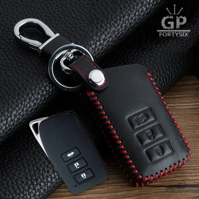 Car Genuine Leather Remote Control Car Keychain Key Fob Cover Case For