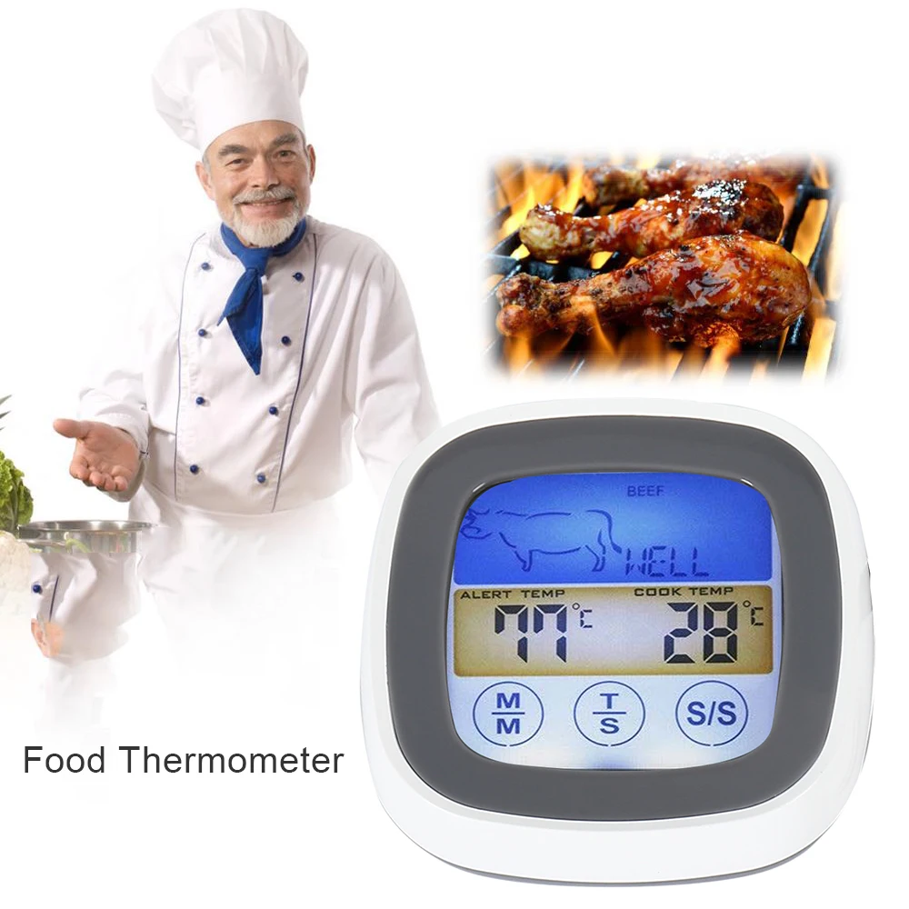 LCD BBQ Oven Temperature Meat Poultry Food Thermometer Kitchen Stainless ProbeTemperature