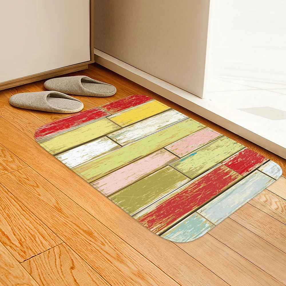 

3D simulation Colorful wood grain floor mat customize Bedside carpet Non-slip crawling mat Living room carpet bedroom floor mat