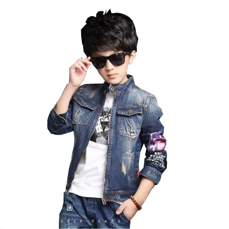 7 17 Y Baby boys Jeans Jacket Children Fashion Denim Solid Full Sleeve
