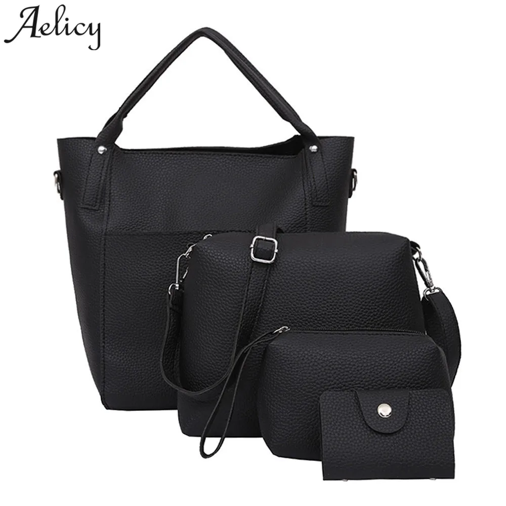 

Aelicy Girl Shoulder Bags Four Set leather Tote Women Handbag +Crossbody bag+Card bag bolsa feminina drop ship 2019 hot sale