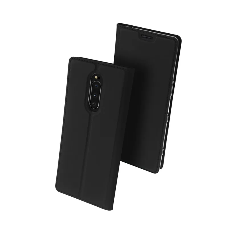 Для sony Xperia 1 чехол 6,5 дюйма роскошный, с магнитной застежкой кожаный чехол для sony Xperia 1 карта подставка кобура чехол для телефона Coque - Цвет: Черный
