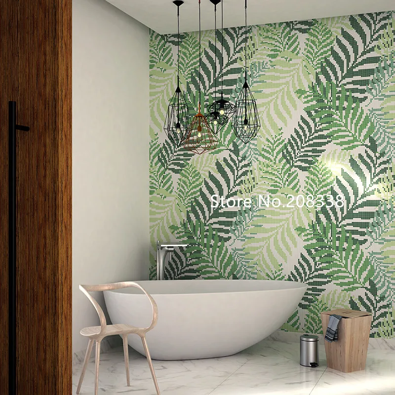 

green bamboo Glass Mosaic mural tiles