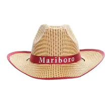 Мужская Летняя соломенная шляпа в ковбойском стиле в стиле ретро с широкими фигурными полями и буквенным принтом, джазовая Кепка с контрастной отделкой