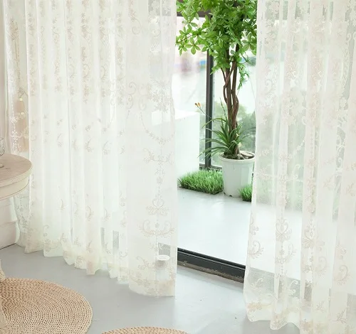 White SunnyHouseware высокое качество Вышивка Тюль Сделано двойной зажим для складок прозрачная занавеска может быть настроена - Цвет: White