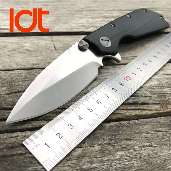 LDT DOC складной нож D2 лезвие Титан TC4 ручка Флиппер ножи для выживания Кемпинг Охота Тактический Открытый Нож EDC инструменты - Цвет: G10 Black Handle