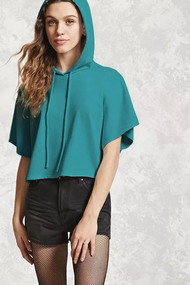 

spring summer Women tops short sleeve Hoodies hooded fleece H003