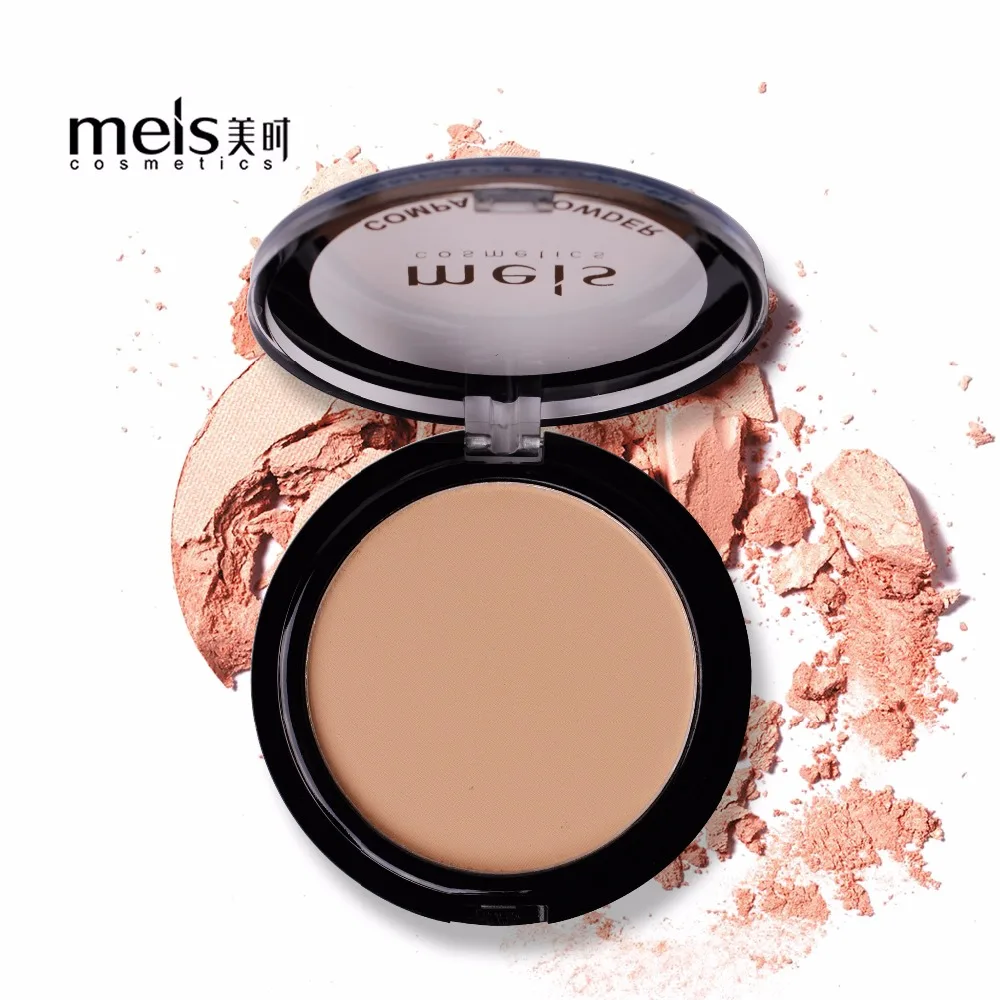 

MEIS Natural Face Powder Foundations Mineral Oil-control Brighten Concealer Whitening Make Up Pressed Powder With Puff 007P