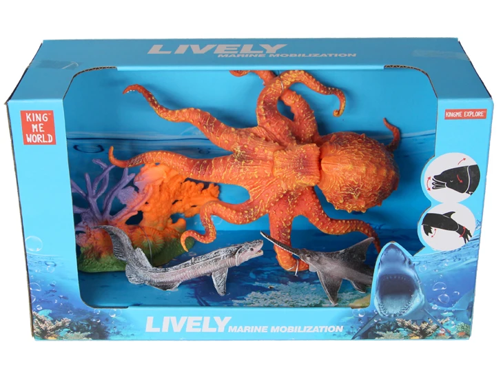 Deluxe Marine Animal Playset with Movable Joints - Whale, Shark, Octopus, Dolphins, Squid, and Coral
