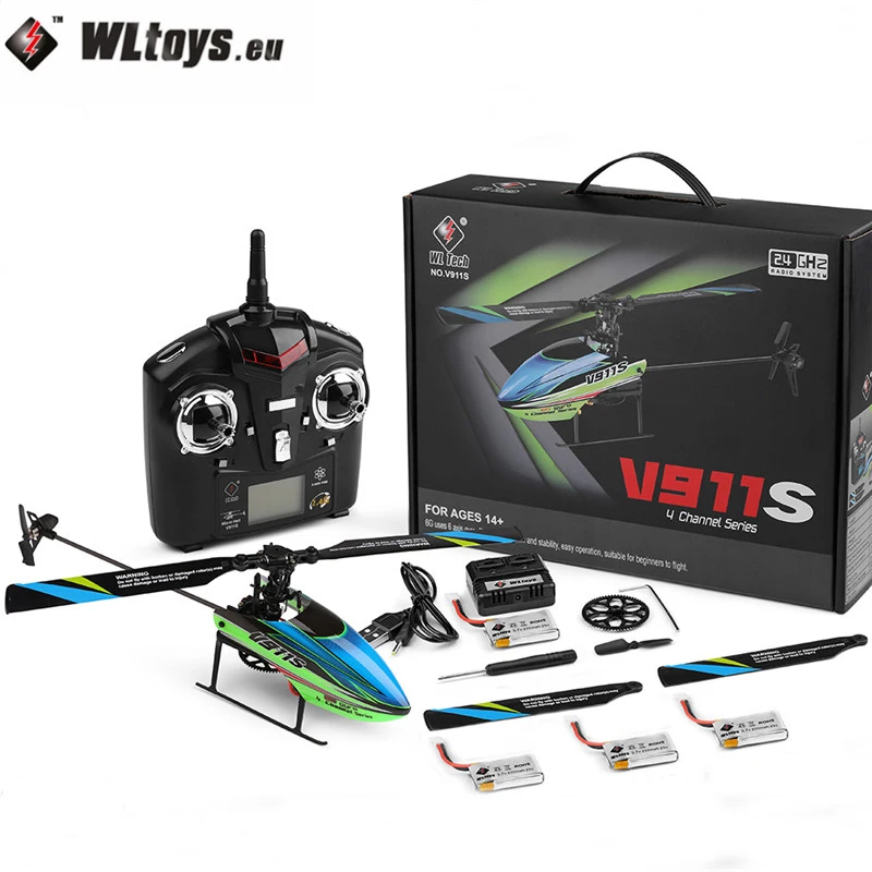 

WLtoys V911S 2.4G 4CH 6-Aixs Gyroscope Flybarless RC Helicopter RTF With 4PCS 3.7V 250MAh Lipo Battery 8520 Coreless Motor