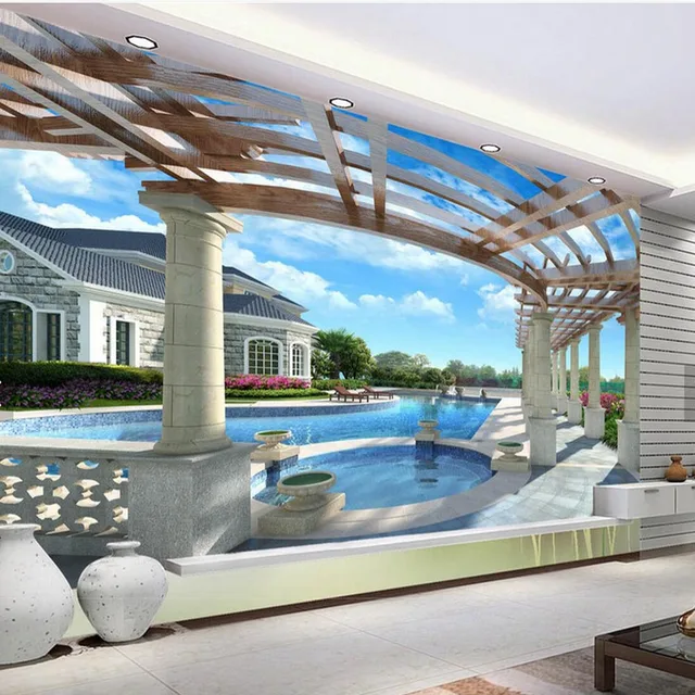 Wallpaper Balcony Swimming Pool Background Photo Murall For Wallpaper Balcony Swimming Pool Background Photo Murall For Living Room Sitting Wall Decor Abstract