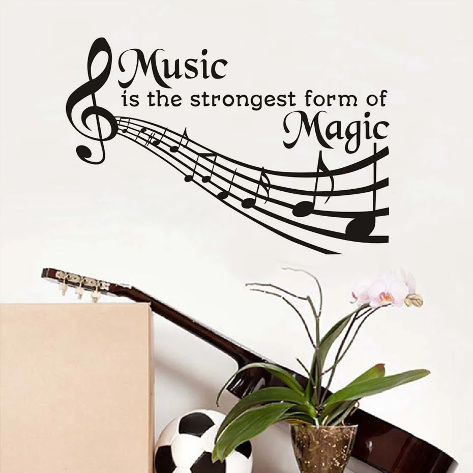 

Music Is The Strongest Form Of Magic Wall Decals Quotes Removable DIY Home Decor PVC Wall Stickers Musical Notes Bedroom Art
