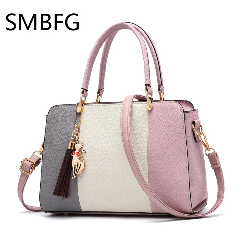 

Women Leather Handbag for Ladies Shoulder Handbags Patchwork 2018 Messenger Bag Women Sac A Main Female Hand Bag Ladies