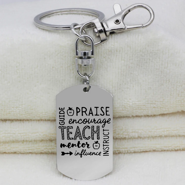 

Apple Dog Tag Keychain High Quality Stainless Steel Keychains Jewelry Souvenir Gift for Teachers YP6831