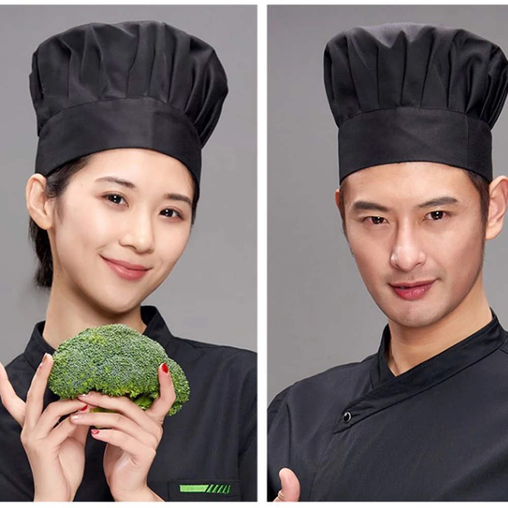 Black Chef Hat Adjustable Elastic Back Catering Cap Kitchen Cook Food Baker for sale online 