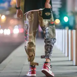 2019 Мода multi-карман Для мужчин шаровары уличная Повседневное камуфляжные брюки тренировочные брюки Для мужчин Drawstring армейский зеленый