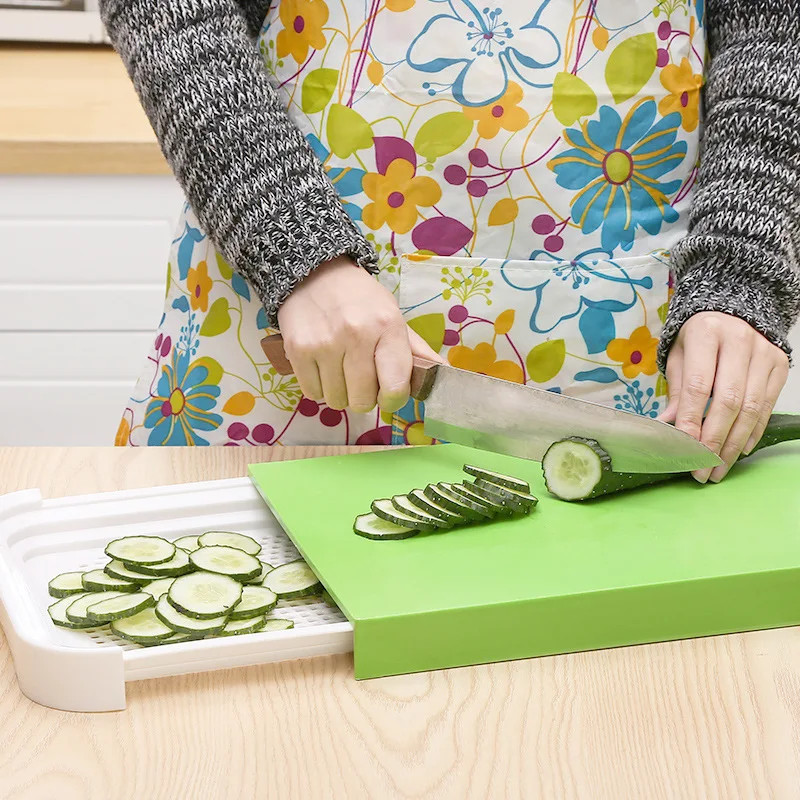 

Kitchen Cutting Board 2 In 1 Kitchen Foldable Chopping Board Creative Non-slip Folding Cutting Board Food Storage Box Basket