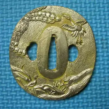 

Copper Tsuba Japanese Brass Tsuba Guard Fitting For Japanese Sword Katana W/ Crane