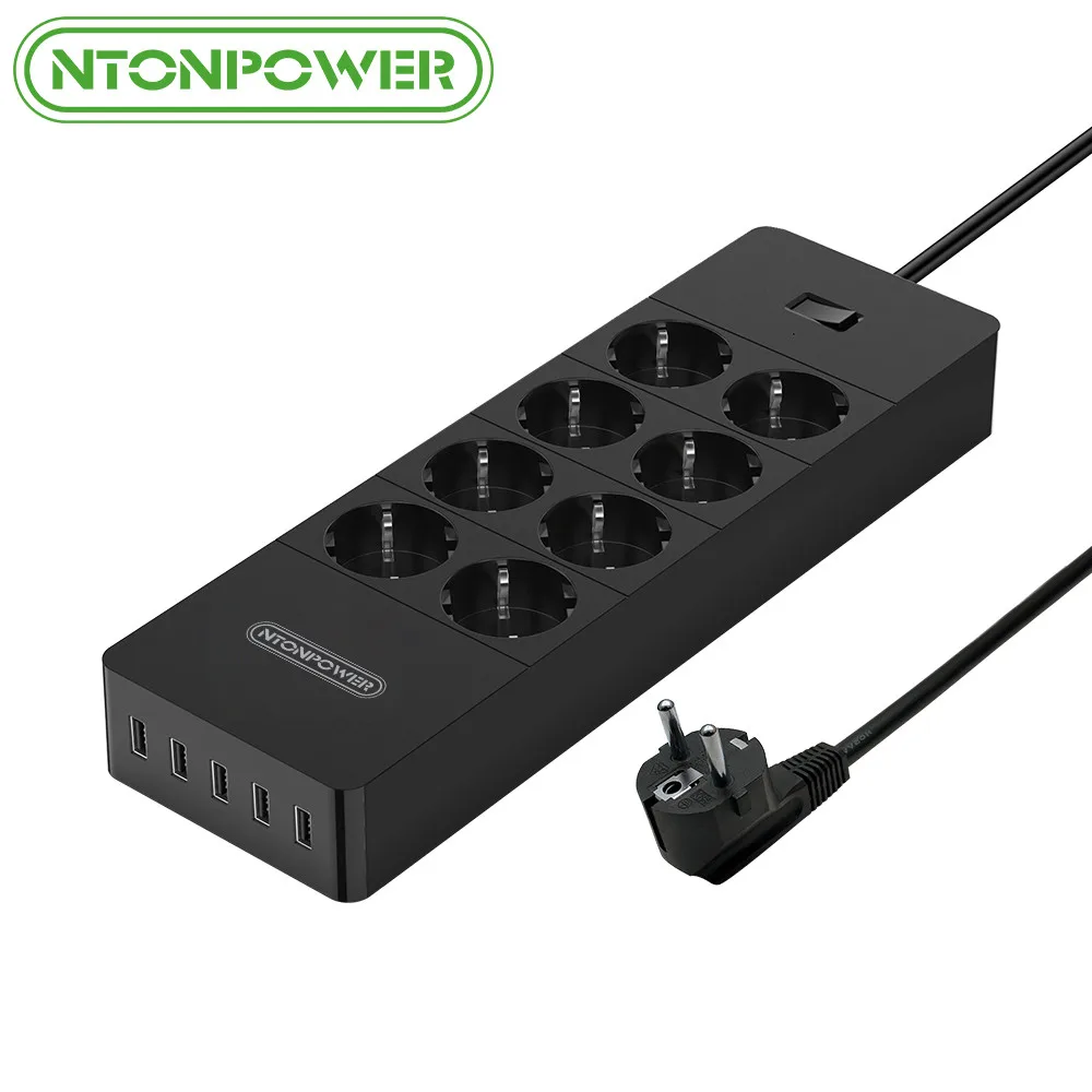 baratas NTONPOWER Multi Plug Tomada Do Cabo de Extensão Régua De Energia DA UE Surge Protector com USB Plug de Energia Elétrica Saver para Casa Office