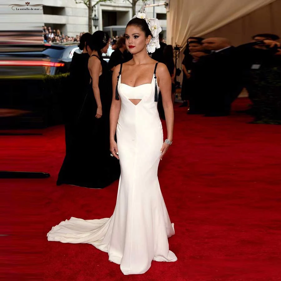 Selena Gomez Dress 2018 New Satin V Neck Back Y Mermaid White Selena Gomez Dress 2018 New Satin V Neck Back Y Mermaid White Oscar Awards Red Carpet Evening Gowns Long Beautiful Vestido On Aliexpress Alibaba