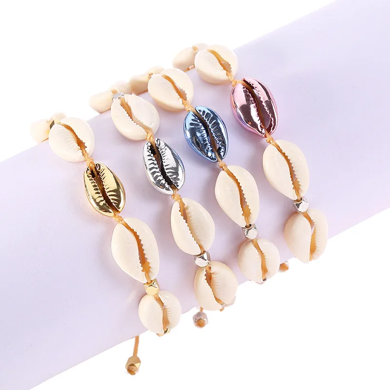 Женский браслет из ракушек Cowrie простые плетеные браслеты регулируемые вечерние