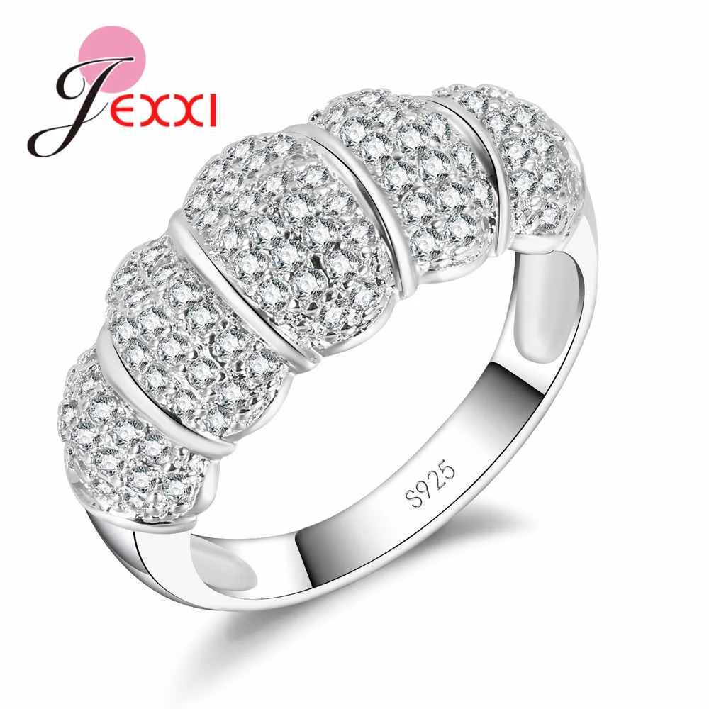 

White Zircon Wedding Rings for Women Jewelry Solid 925 Sterling Silver Engagement Rings Female Anel Bijoux Party Gift